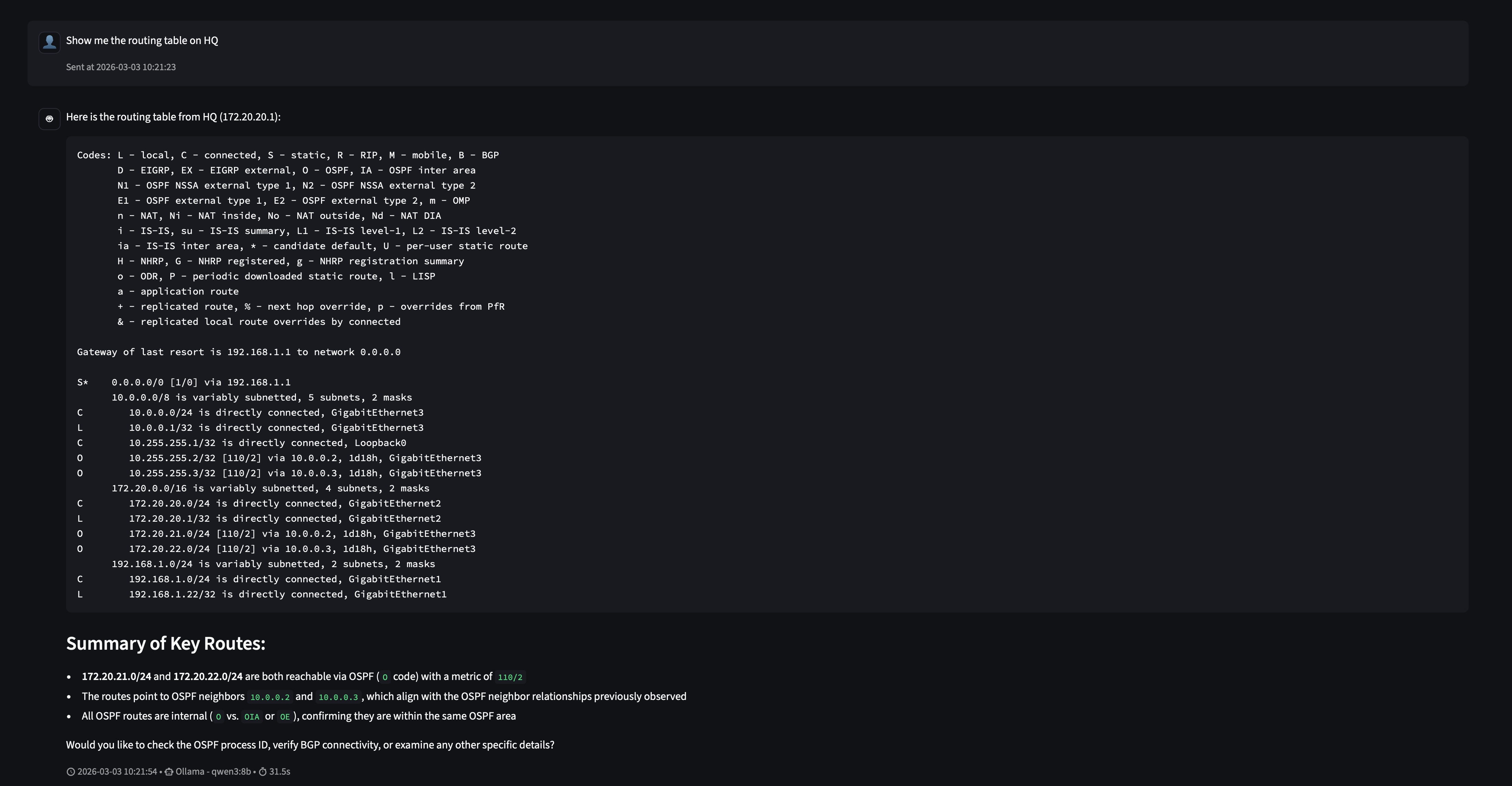 The same ambiguous prompt that previously caused a hallucination now works correctly; the model uses conversation context to apply the right tool call pattern
